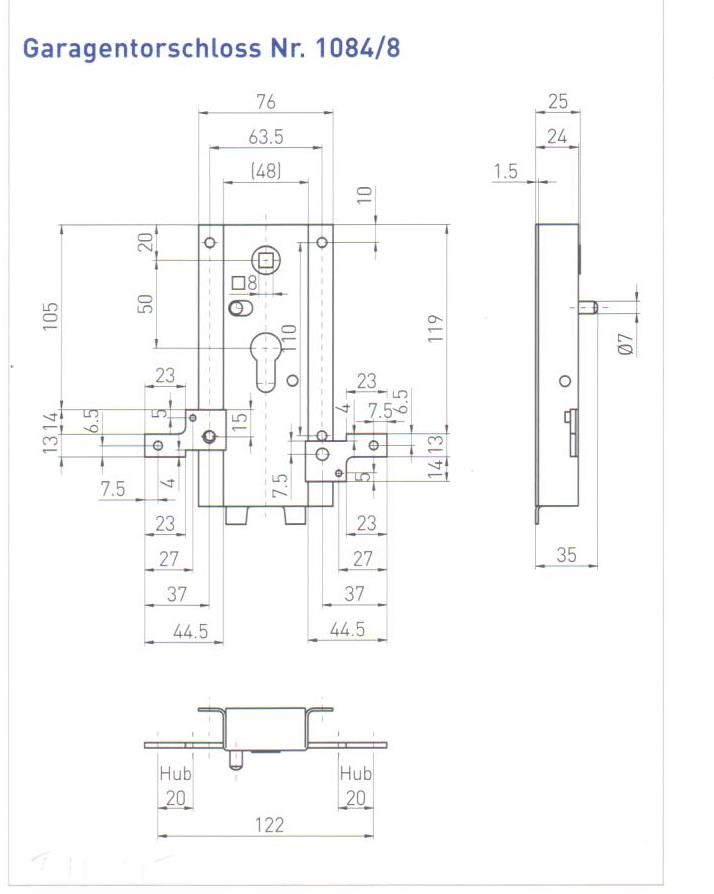 Garagentorschloss 1084/8-1084/8